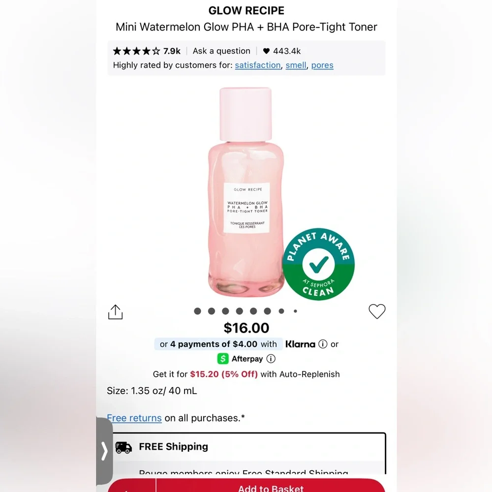 Glow Recipe Watermelon Glow Toner ( NEW NO BOX)